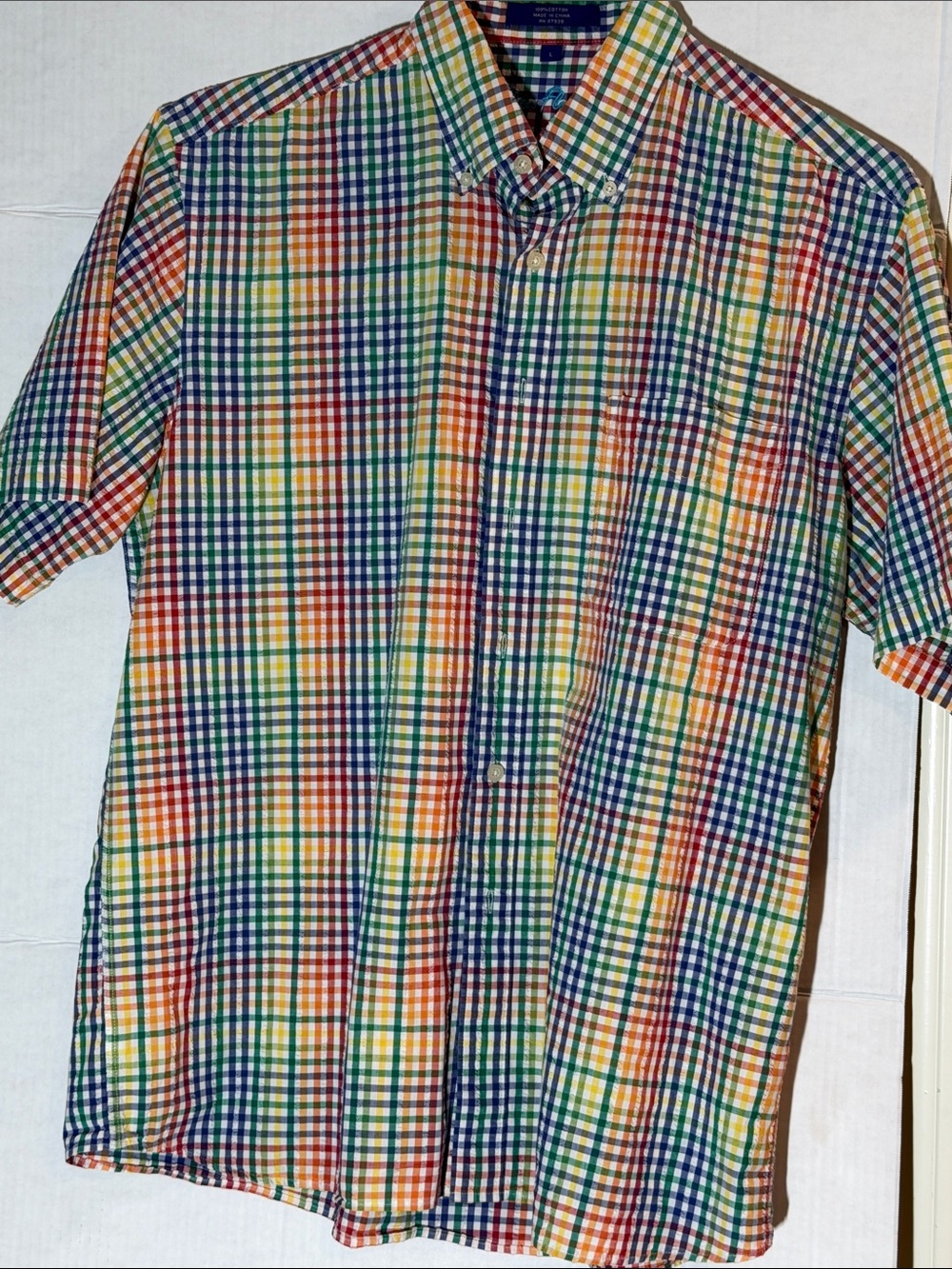 Alan Flusser Multicolor Check Short-Sleeve Button-Down Shirt